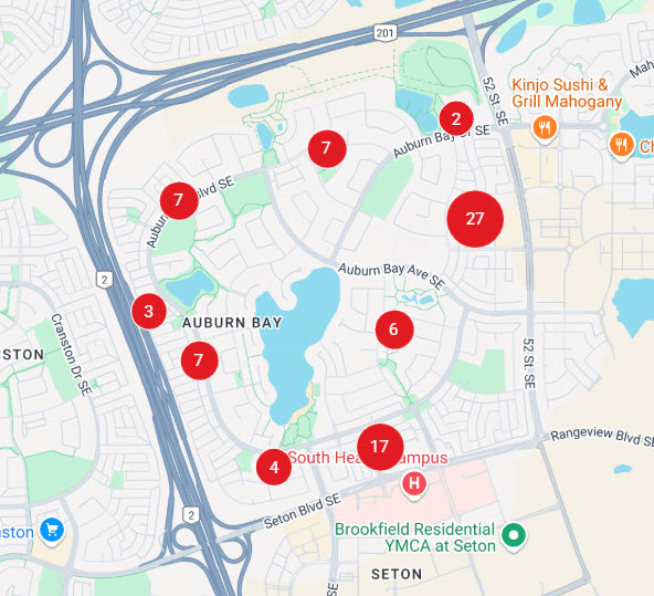 Auburn Bay Real Estate Listings Mapped