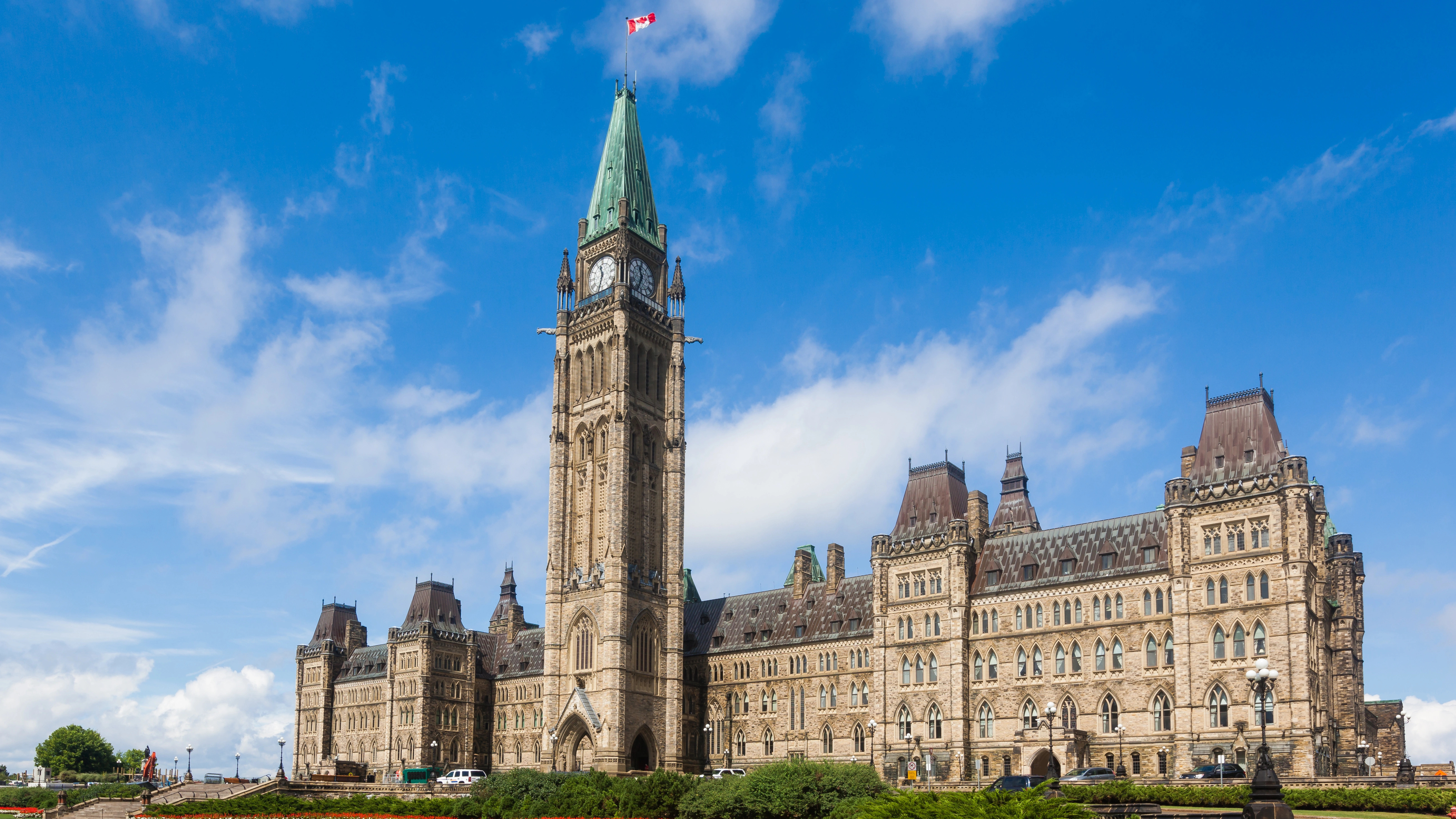 The Center Block and the Peace Tower in Parliament Hill, in Downtown Central Ottawa
